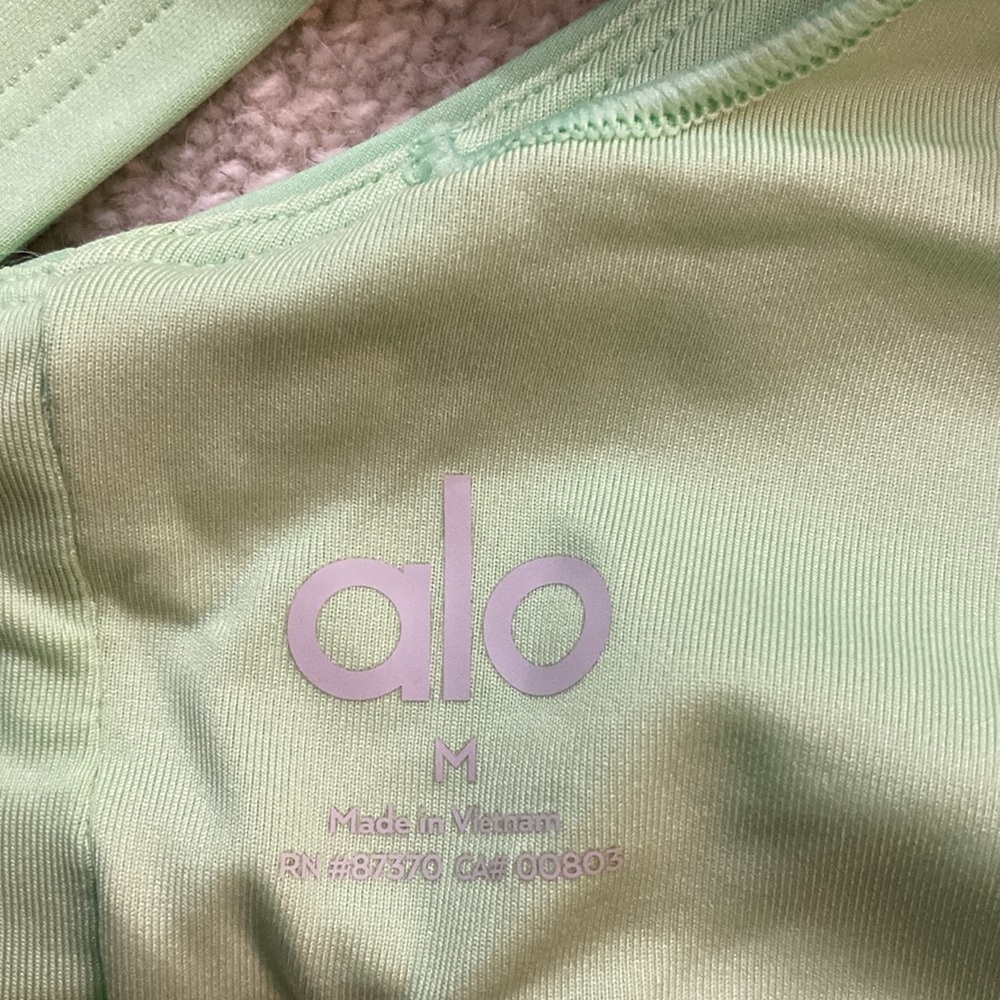 Alo Lime Green Sports Bra. Logo on Back. Missing Bra Cups. Size Medium - Picture 3 of 3